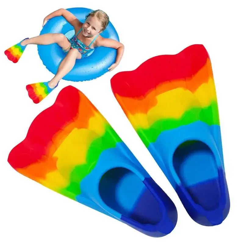 Kids Swim Fins Comfortable Silicone Flippers For Swimming And Diving Short Swim Fin For Beginners Kids Girls Boys from PriceLows™