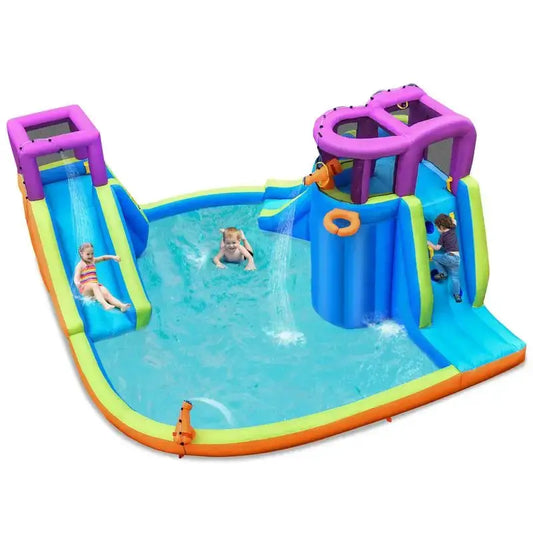 6-in-1 Inflatable Dual Water Slide Bounce House Without Blower from PriceLows™