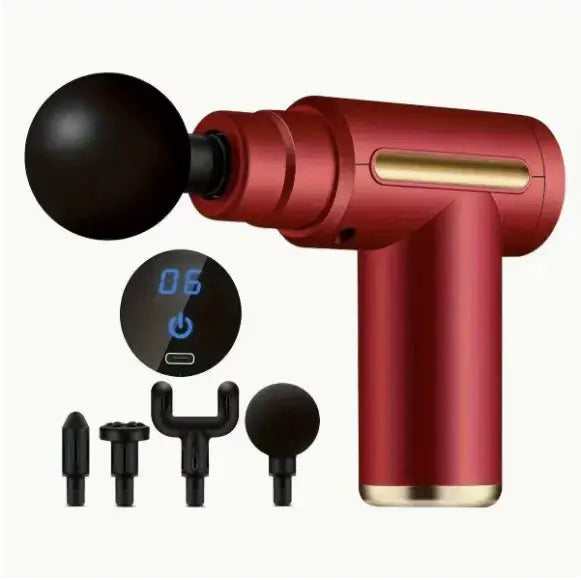 Portable Wireless Massage Gun Electric Deep Tissue Relaxer LED Screen 4 Massage Heads 1200mAh Battery for Body Pain Relief from PriceLows™