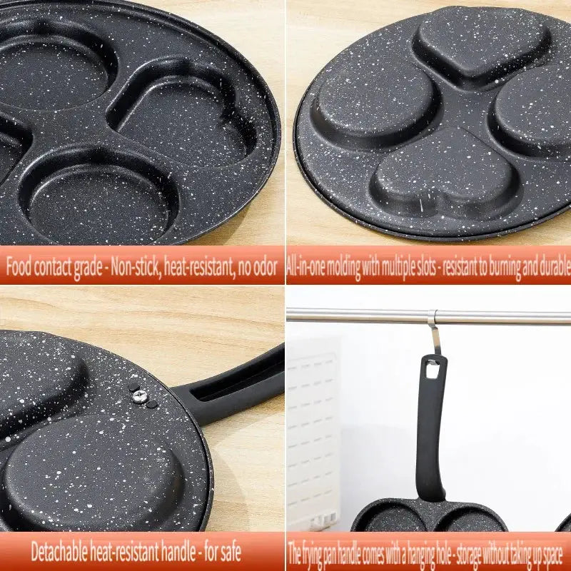 Frying Pan | Four-Hole Omelette Pan | Medical Stone Non-Stick Flat-Bottom | 1pc