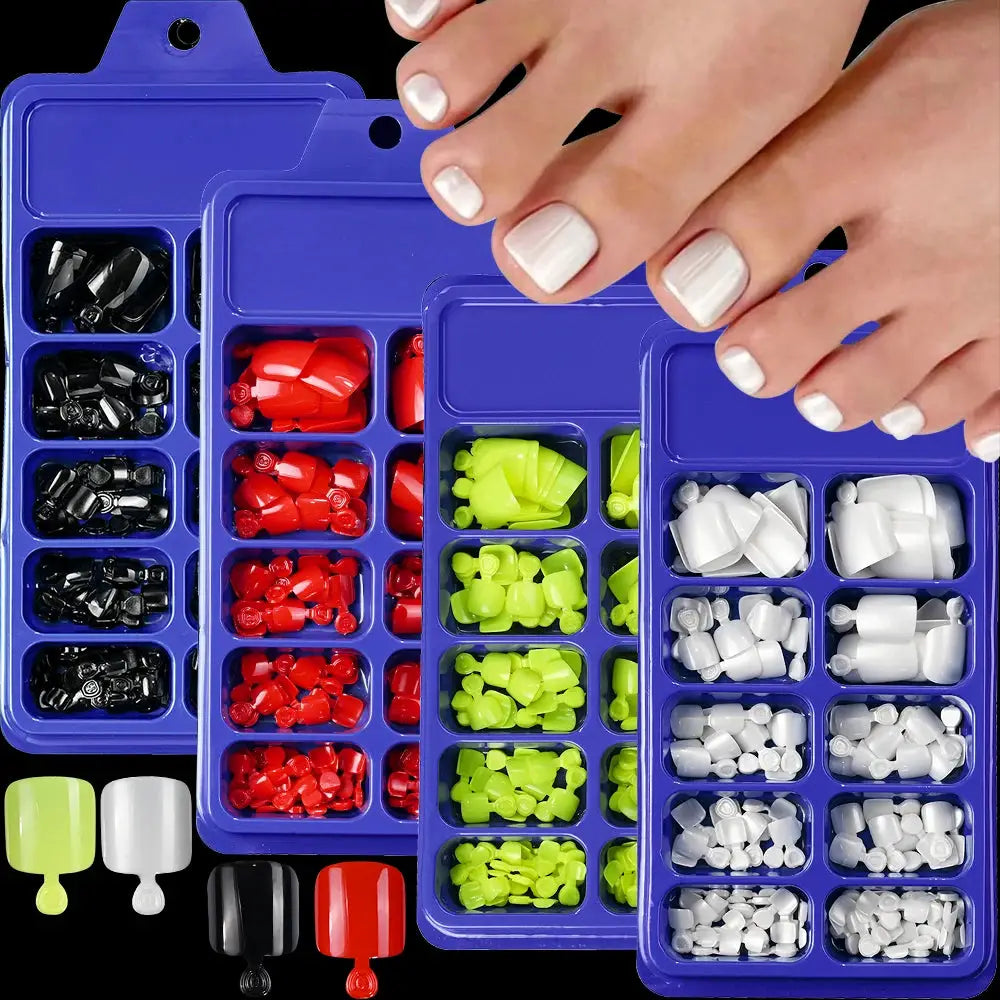 False Toenails | 120 Piece Set | French Style | Size M