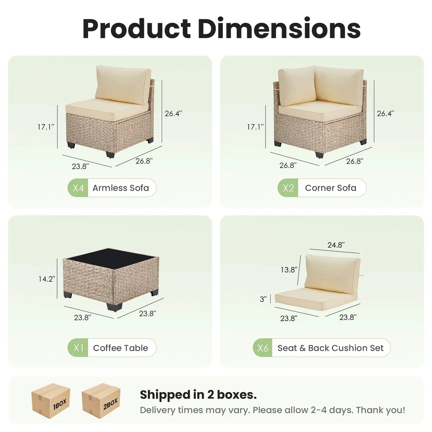 7-Piece Patio Furniture Set, Outdoor Rattan Sectional Sofa with Tempered Glass Table, All-Weather, for Garden, Porch, Backyard from PriceLows™