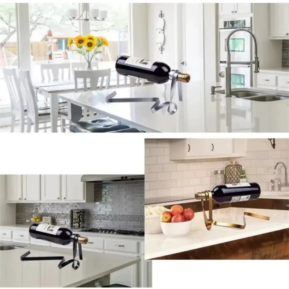 Creative Floating Ribbon Wine Rack Suspended Table Decoration Cabinet Stand Bracket Iron Poised Bottle Holder Home from PriceLows™
