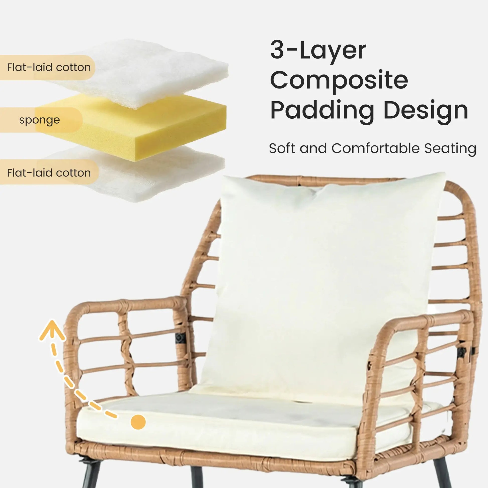 JHK Outdoor Wicker Patio Furniture Set 4 Pieces with Soft Cushion and Glass Table Manual Weaving Patio Chairs For Garden Lawn from PriceLows™