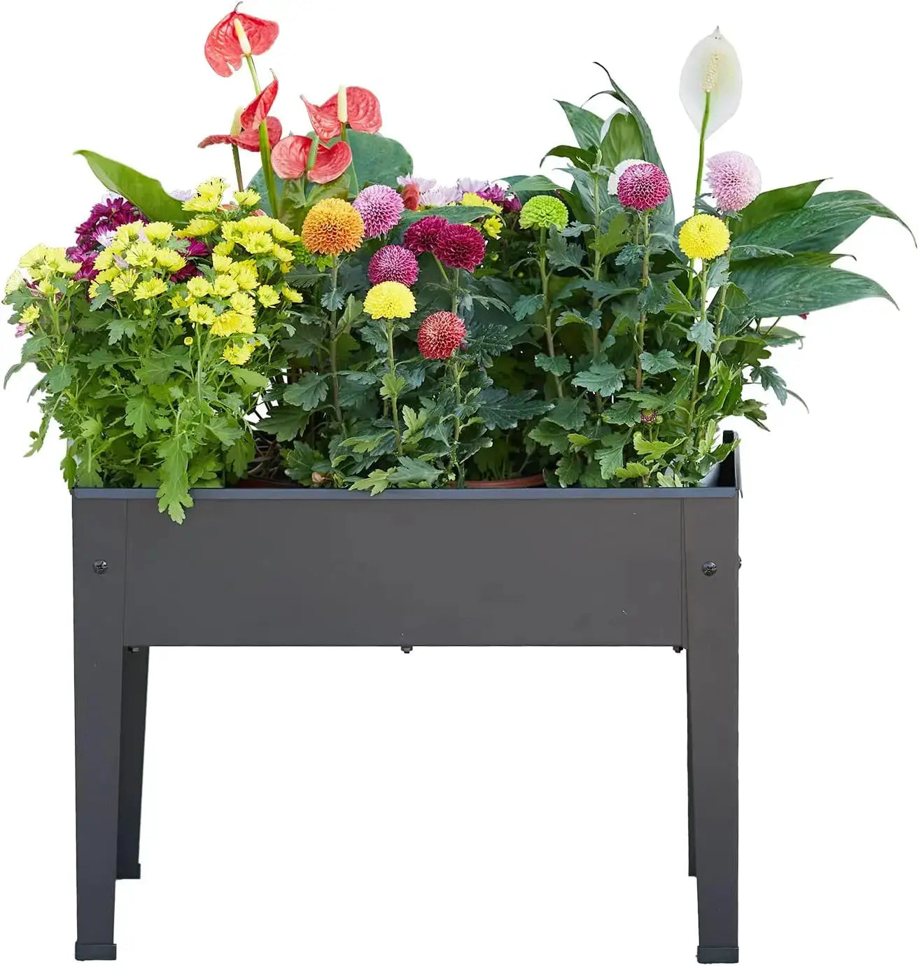 Raised Garden Bed, Elevated Planter Black Metal Plant Box with Legs Standing Garden Stand Drainage Holes Black(24" L x 1 from PriceLows™