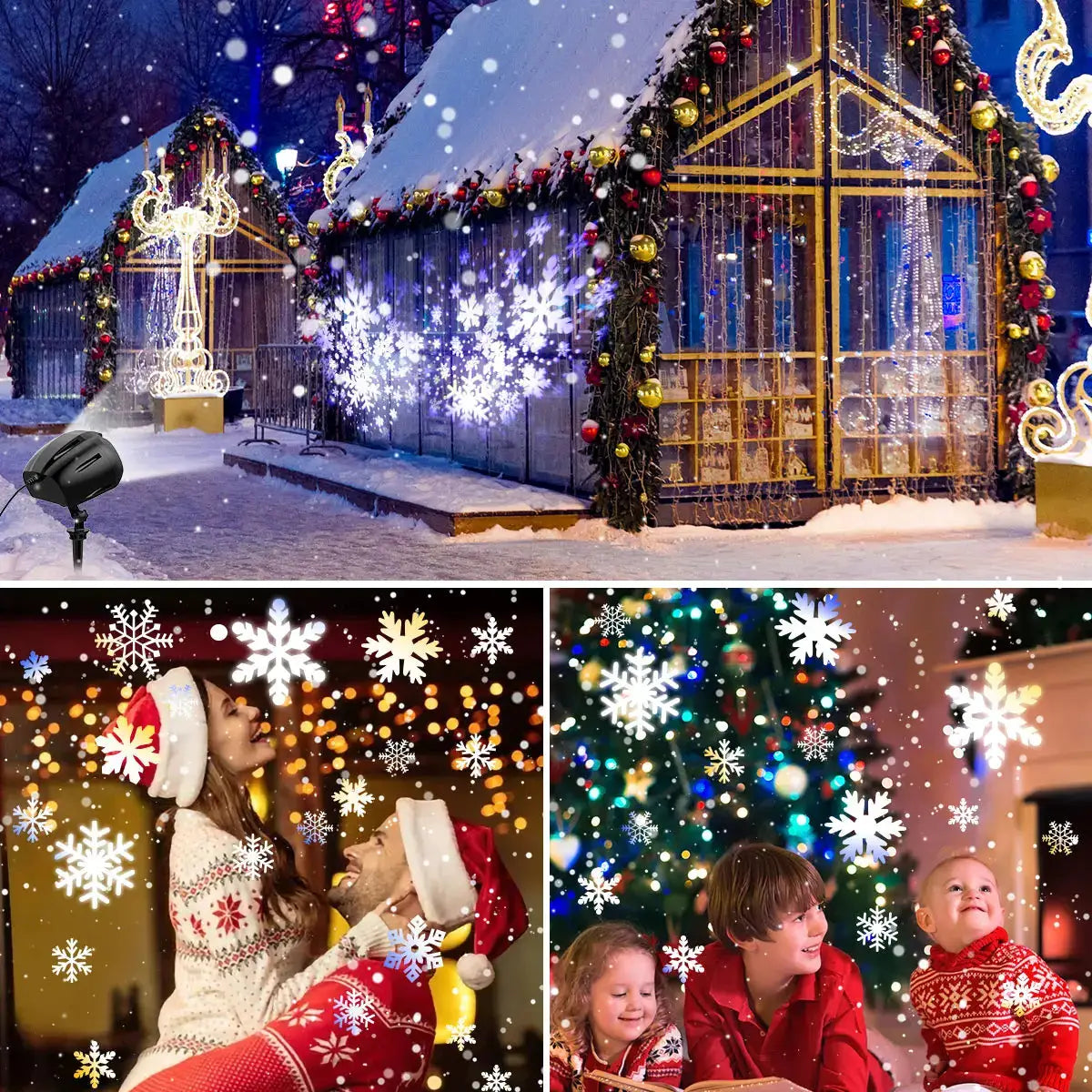 Christmas LED Projector Lights | Double Head Snowfall | IP65 Remote Timer