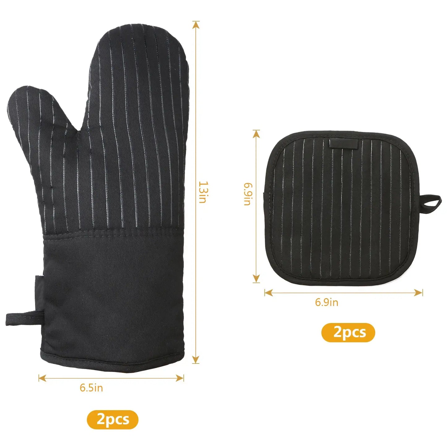 Oven Mitts | Cotton Silicone | Heat Resistant Non-Slip | 1 Pair