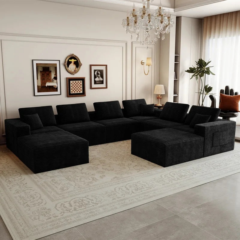 Modular Sectional Sofa | 8-Piece Set | Corduroy Fabric | No Assembly Needed