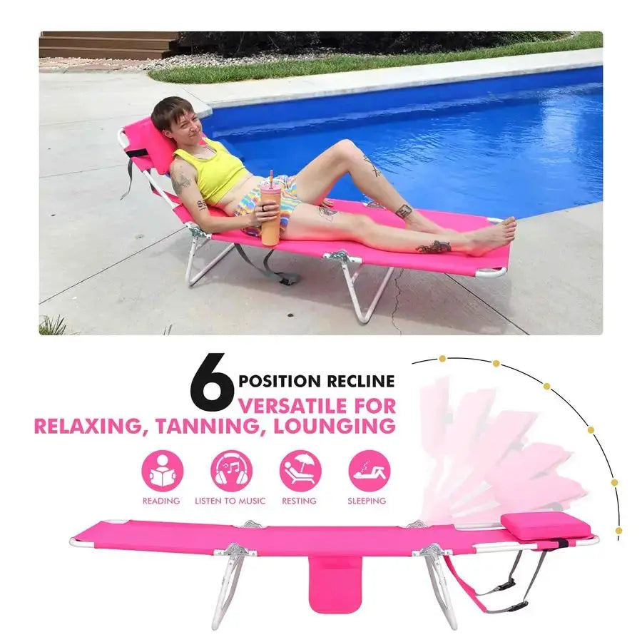 in 1 Women Comfort Backpack Tanning Beach Chair with Face Hole amp Cushion Portable Folding Lounge Sun Chair for Adults Outside from PriceLows™