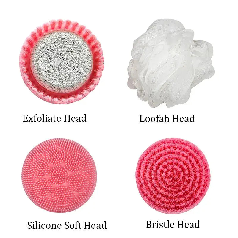 Back Scrubber | 4 Cleaning Heads | Rechargeable Silicone Waterproof | One Size