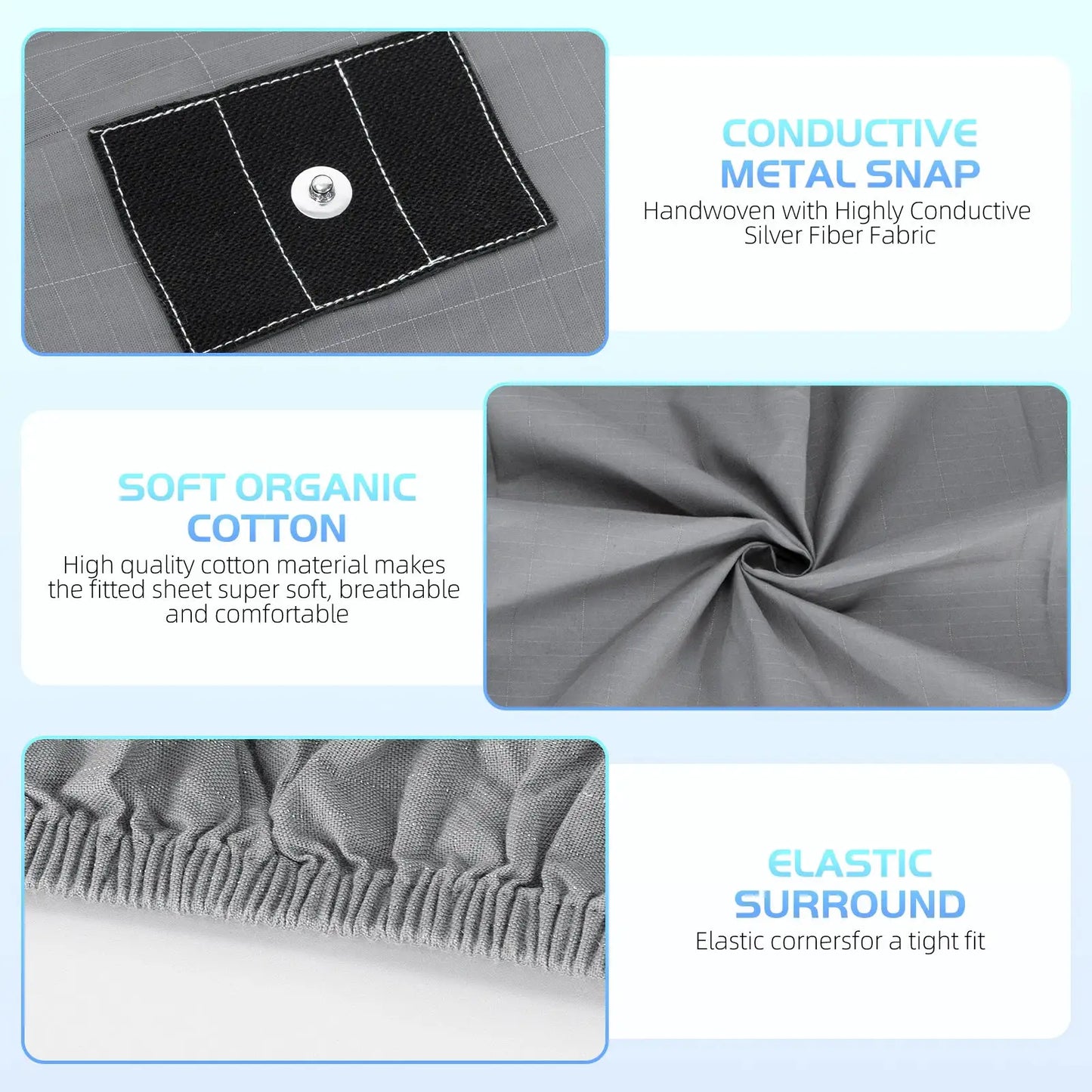 HLLBLL Grounding Sheet, 90% Organic Cotton+10% Pure Silver Organic Fitted Grounded Sheet for Improved Sleep from PriceLows™