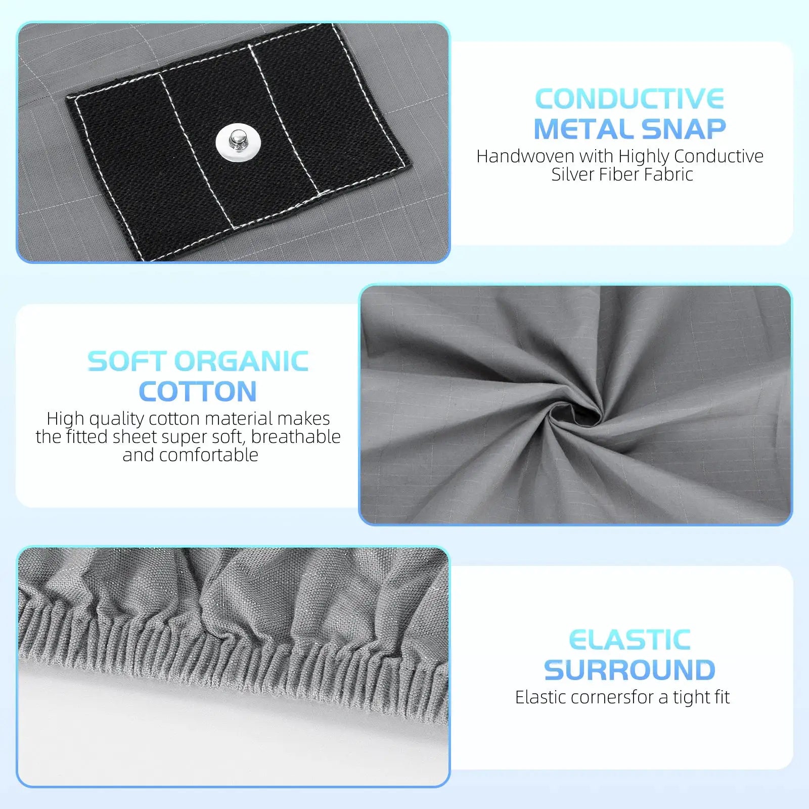HLLBLL Grounding Sheet, 90% Organic Cotton+10% Pure Silver Organic Fitted Grounded Sheet for Improved Sleep from PriceLows™