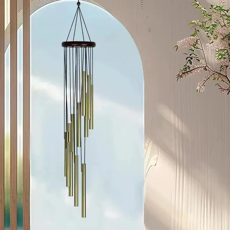 12 Tubes Rotating Solid Wood Aluminum Pipe Wind Chime Waterproof 12 Pipe Classic Matching Music Wind Chime Home Decoration from PriceLows™
