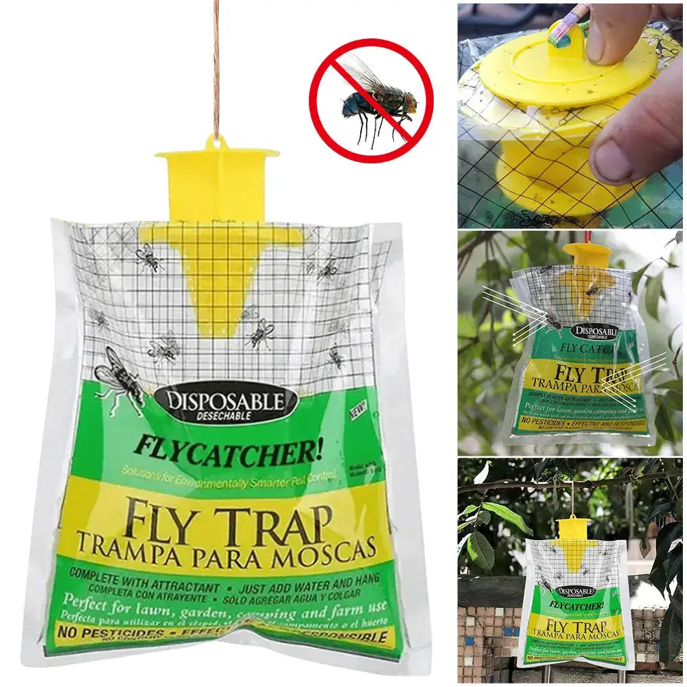 Hanging Fly Trap Bag with Fly Bait Disposable Flies Trap Non-Toxic Mosquito Trap Catcher Fly Wasp Insect Bug Killer for Outdoor from PriceLows™