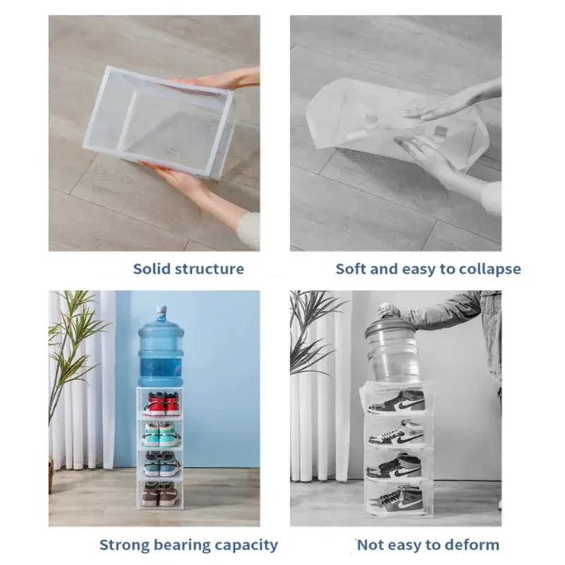 12Pack Clear Stackable Wall-Mounted Shoe Organizer Large Plastic Shoe Cabinet Dust-Proof Magnetic Door Boot & Hat Storage for Me from PriceLows™