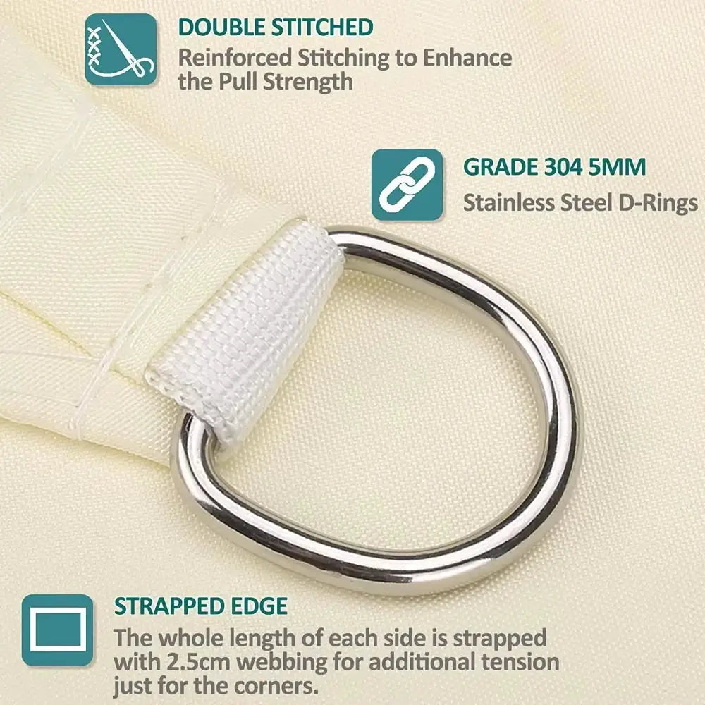 Waterproof Sun Shade Sail | Uv Block | D-Rings | Rectangular