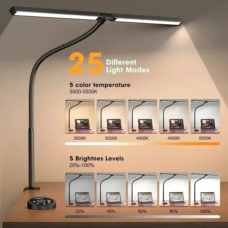 LED Desk Lamp for Home Office - 24 Watt Eye-Care Architectural Desk Lamp with Fixture, Desk Lamp with 5-Color Stepless Dimmer from PriceLows™