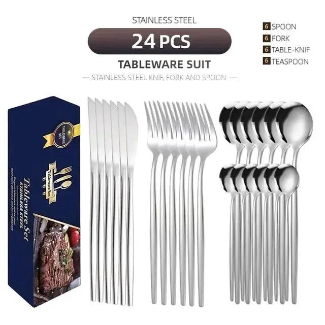 Kitchen Cutlery Sets Stainless Flatware Mirror Polished Design for Parties Birthdays Weddings Can give to Friends and Relatives from PriceLows™