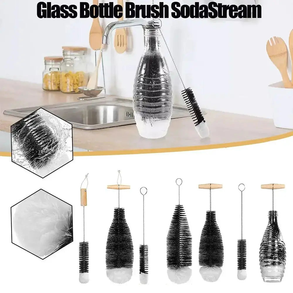 Durable Soda Stream Bottle Brush With Beechwood Handle Glassware Jars Cleaner Kitchen Cleaning Tool Drink Wineglass Bottle Cup from PriceLows™