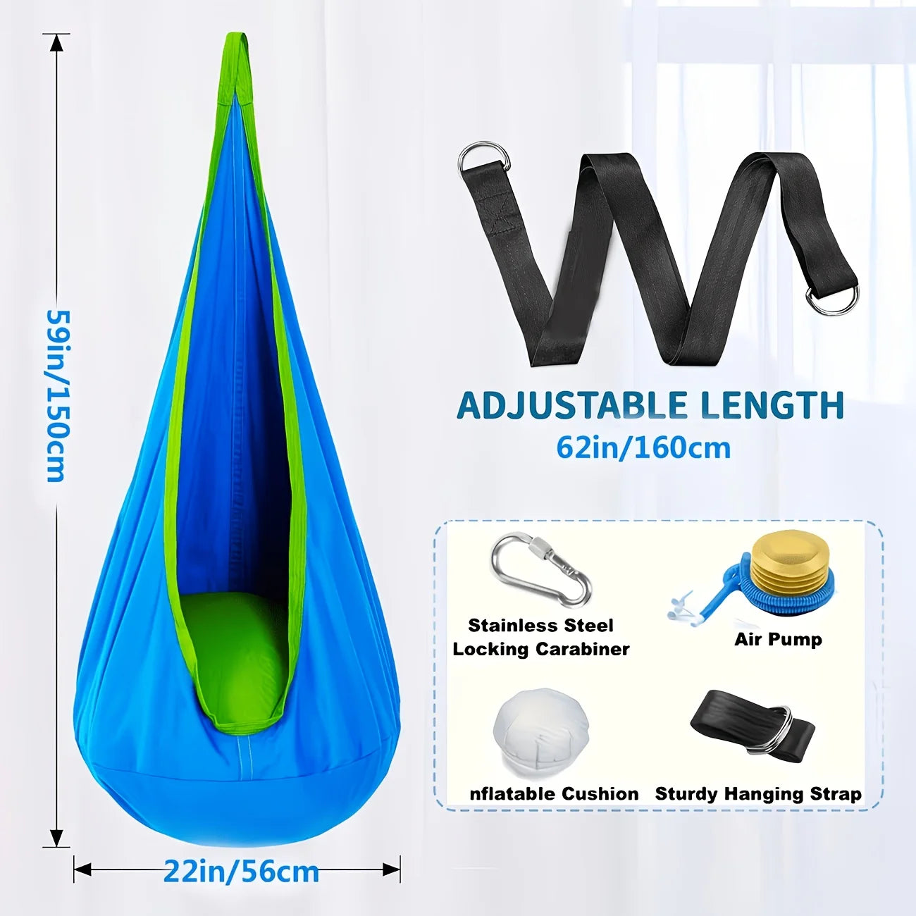Hammock Chair Indoor Outdoor | 264 Lb Capacity | Pillow Included | Storage Bag