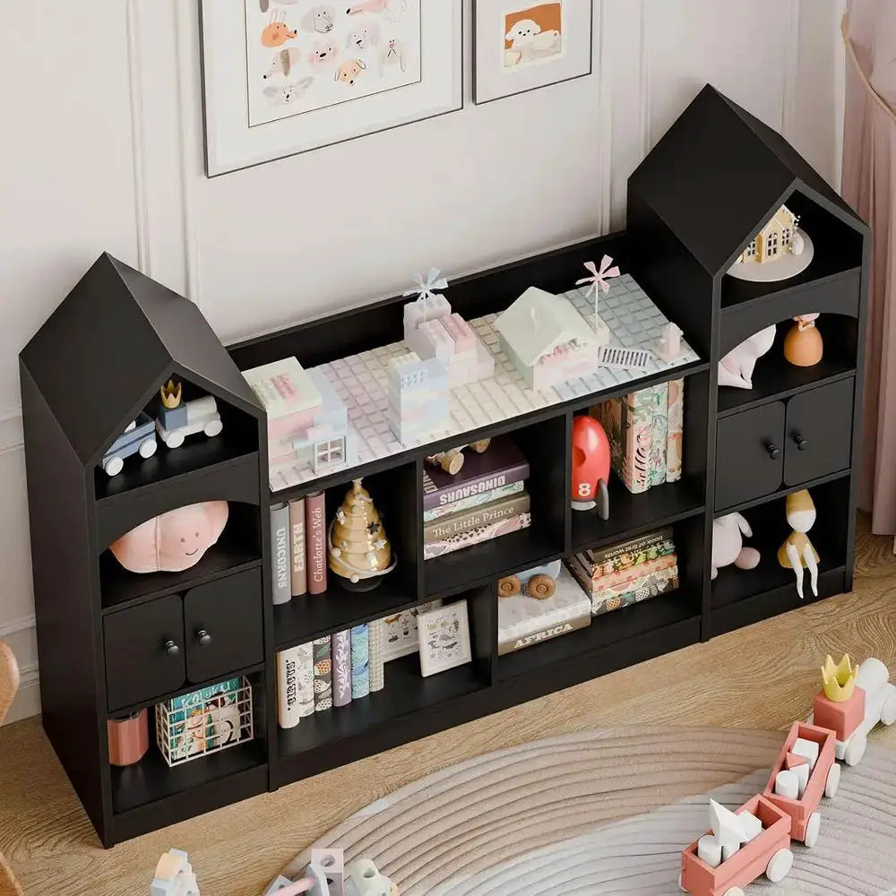 Children's Bookshelf with Storage, Playroom & Living Room Display Cabinet, Black from PriceLows™