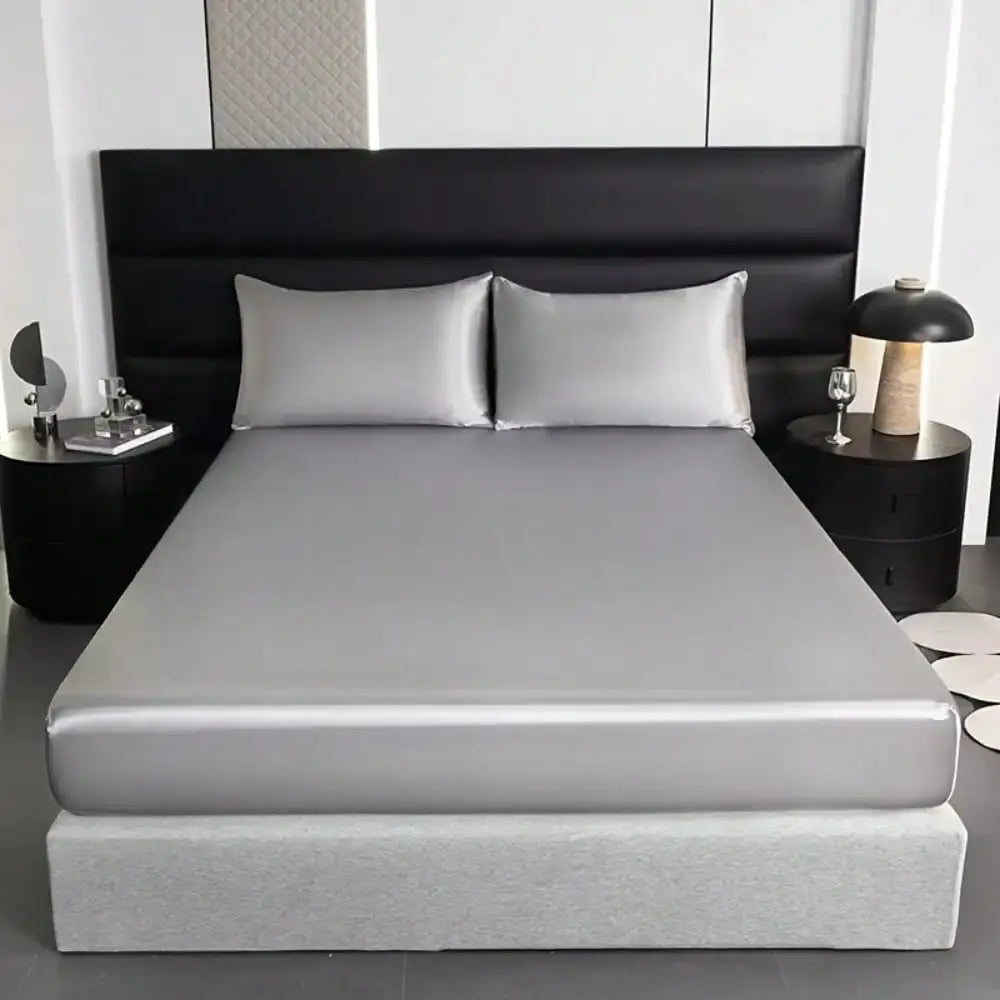 Satin Fitted Sheet | Solid Silky Texture | Pillowcase Set | Single Size