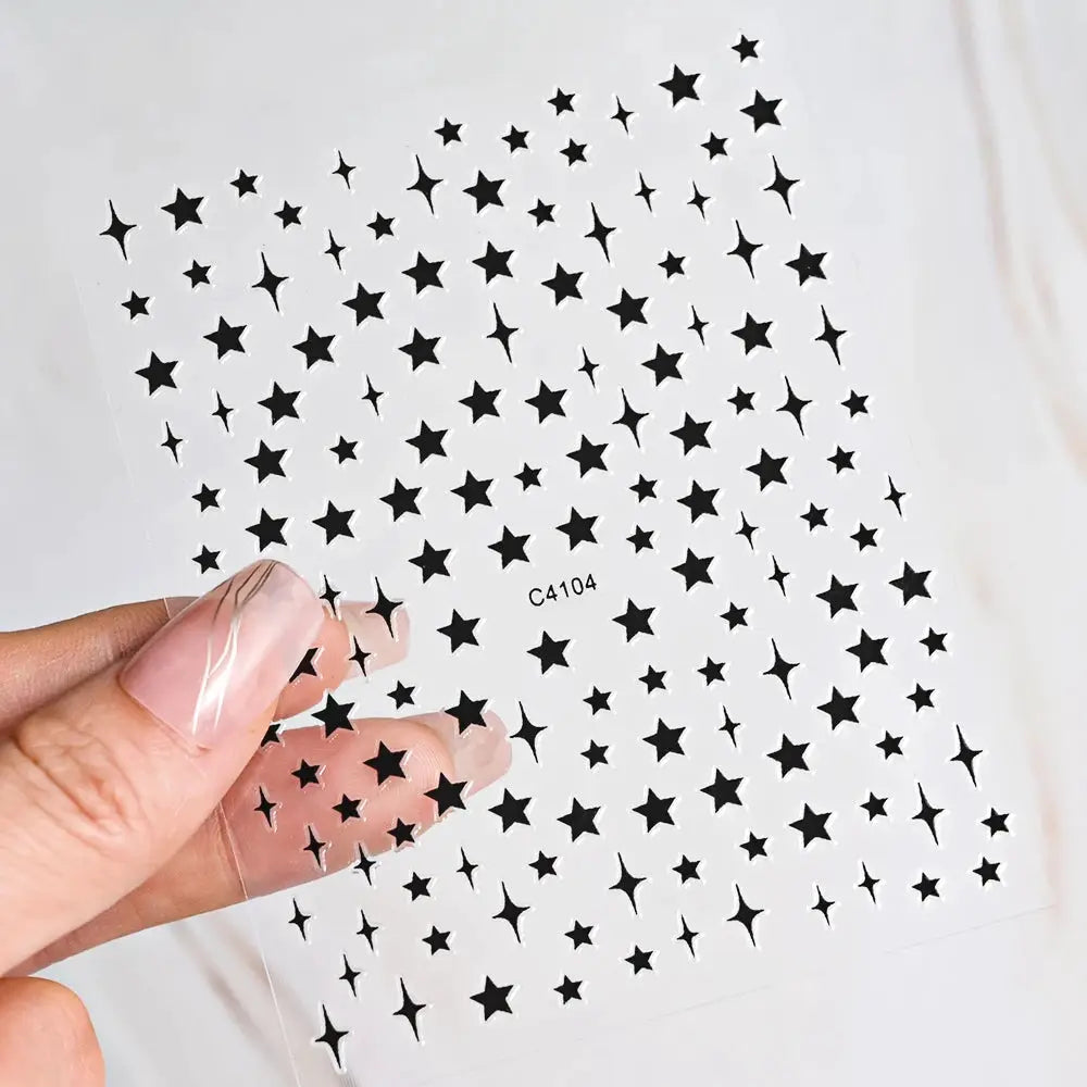 3D Bronzing Laser Silver Irregular Star Nail Decals Metallic Effect Silver Pentagram Nail Decals Adhesive Nail Art Star Stickers from PriceLows™