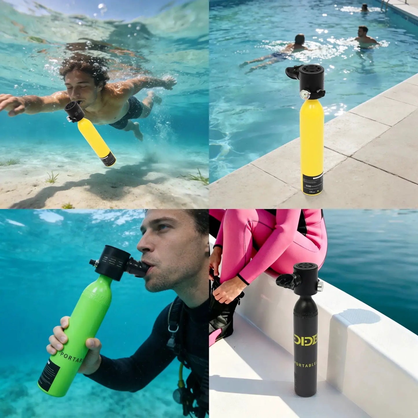 Mini Scuba Tank | 0.5L Capacity | With Manual Pump | Anti-Drop Strap