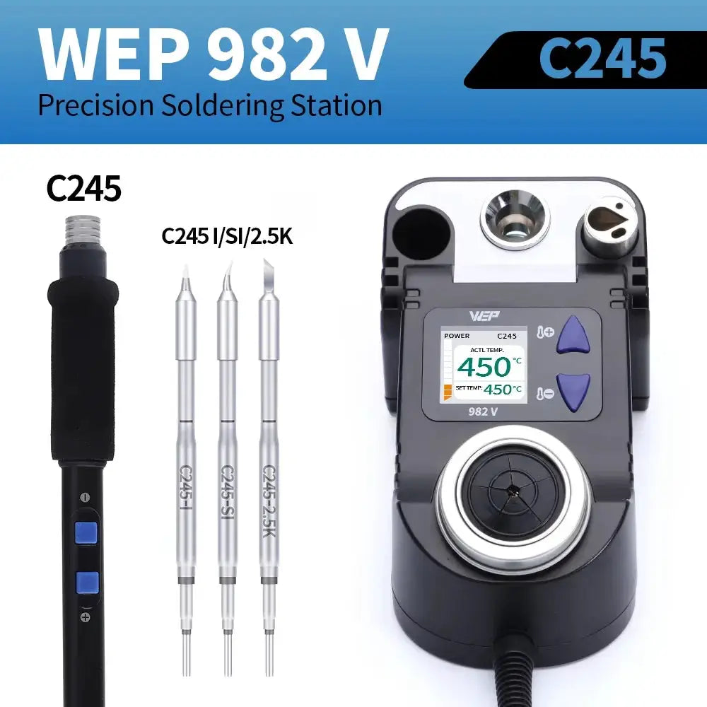 WEP 982-V Digital Electric Soldering Iron Kit C115 C210 C245 Precision Soldering Iron Soldering Station Small Rework Station from PriceLows™