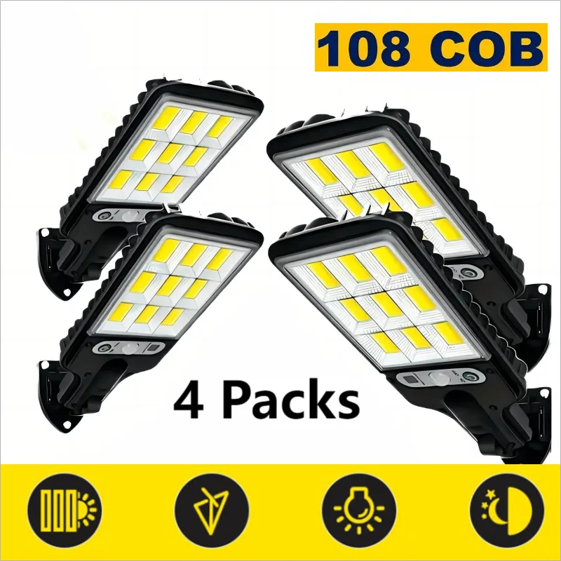 4 pc Solar Outdoor LED Wall Light with Human Body Waterproof Induction for Garden Terrace Garage Courtyard and Street Lighting from PriceLows™