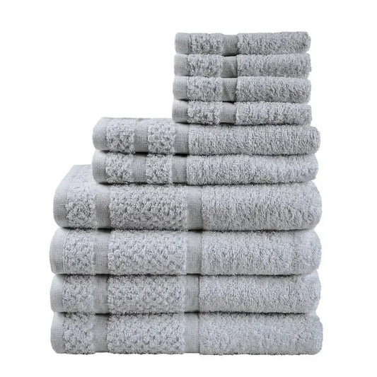 10 Piece Towel Set with Upgraded Softness & Durability, Grey from PriceLows™