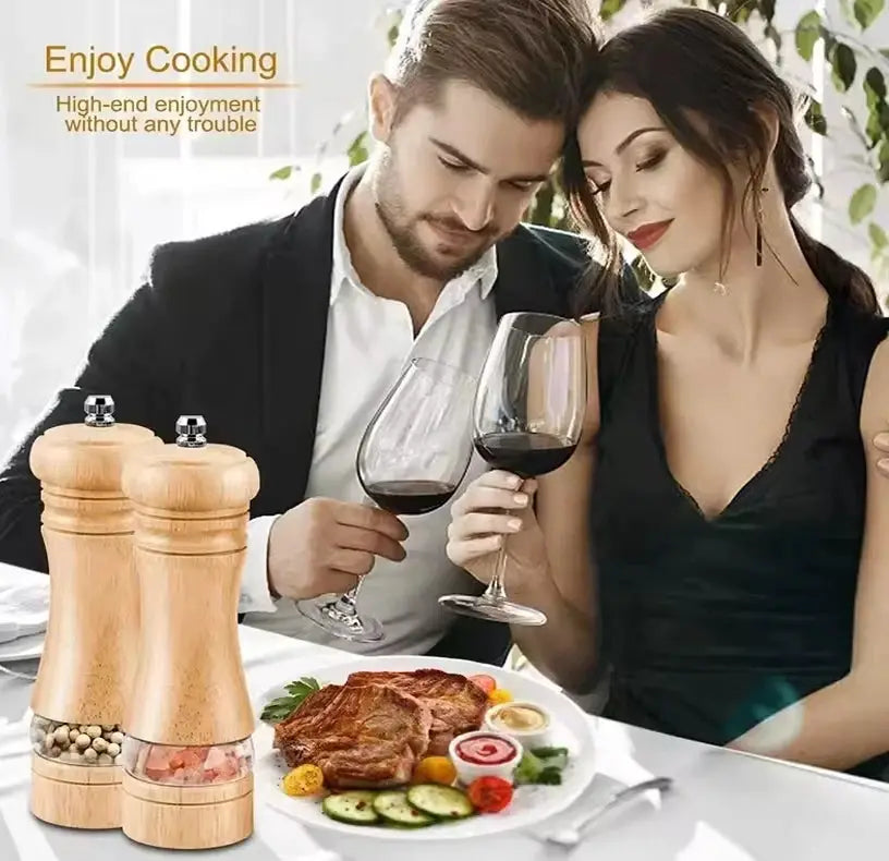 Pepper Grinder | 6-Inch Body | Adjustable Ceramic Mills | Salt Pepper Set