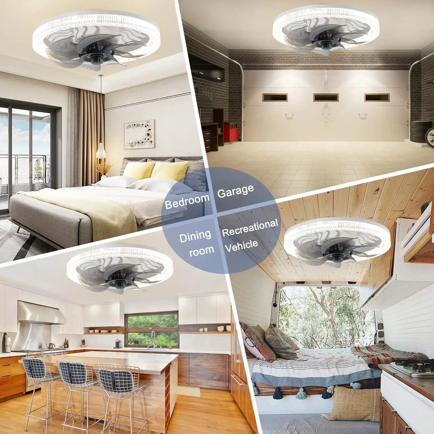 Ceiling Fan Light | Remote | Dimmable 3000K to 6500K | Low Profile Mount