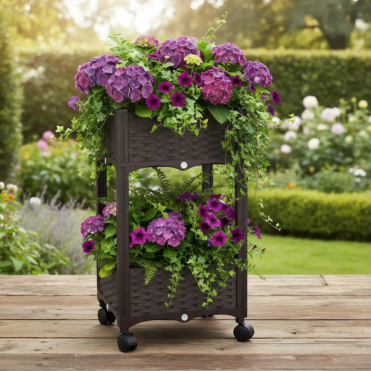Raised Beds with Wheels Standing Planter Beds for Outdoor Plants Tomato Flower Vegetable Garden from PriceLows™