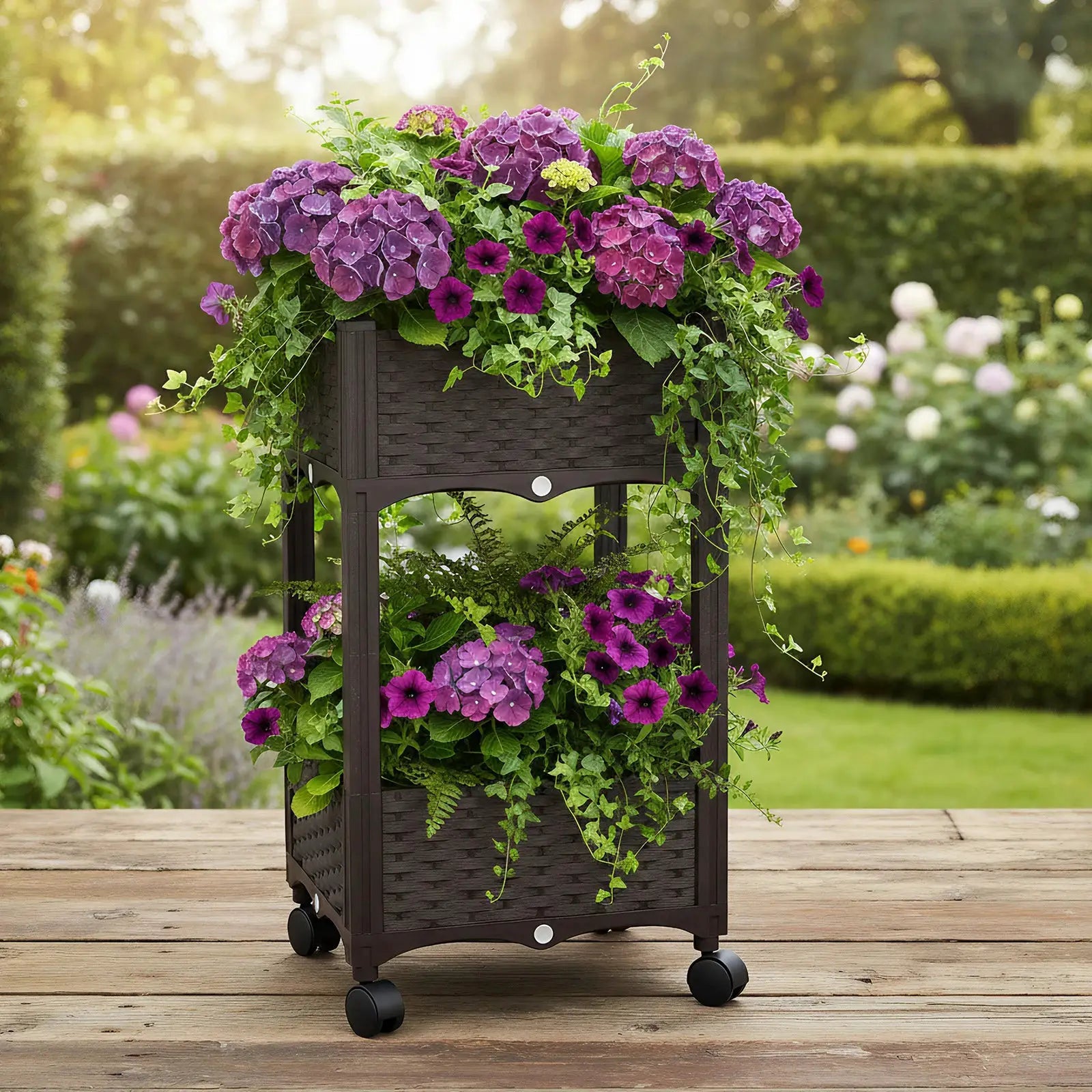 Raised Beds with Wheels Standing Planter Beds for Outdoor Plants Tomato Flower Vegetable Garden from PriceLows™