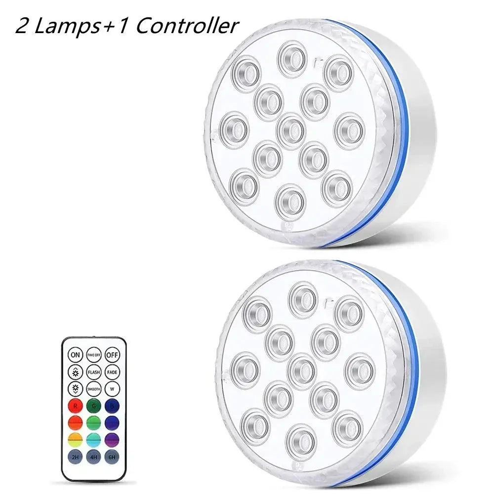 Updated IP68 Submersible Lights RGB Underwater Pool Lights with RF Remote Magnet Suction Cups Night Lamp for Pond Pool Aquarium from PriceLows™