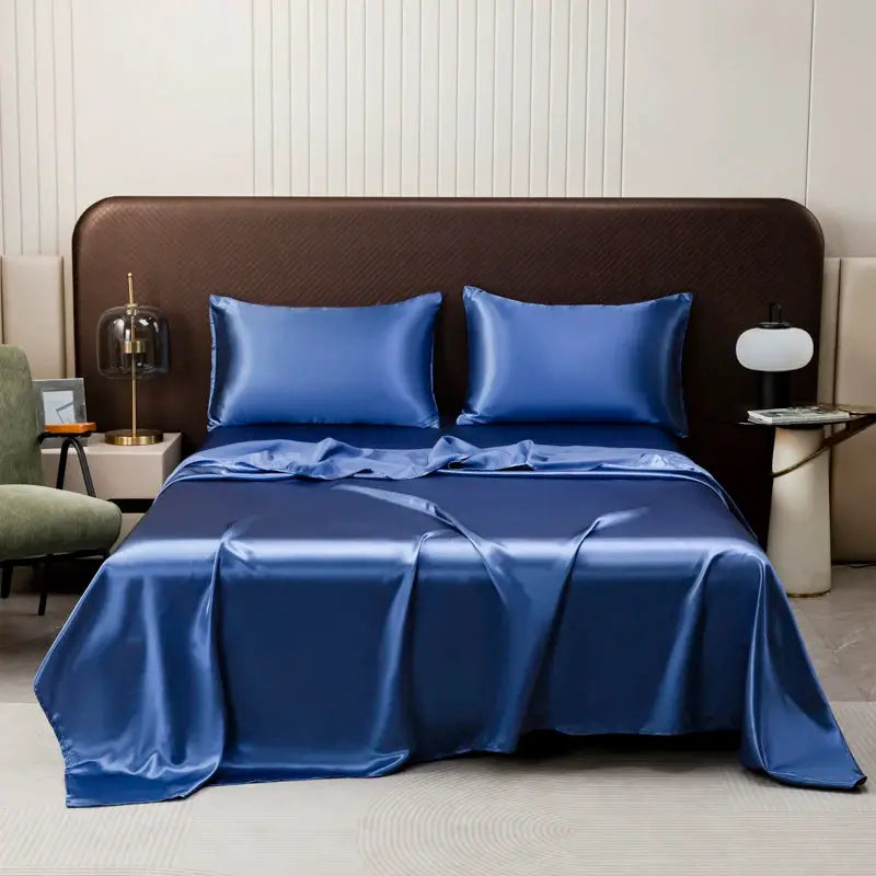 Satin Silk Bed Sheet | 60 Fabric Count | Solid Color | Twin Queen King