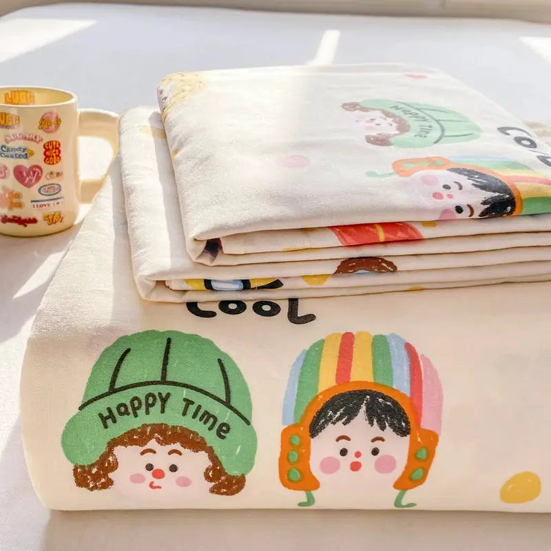 All Season Comfort 100% Cotton Flat Sheet , Soft Breathable Cute Cartoon Print Top Sheet, Wrinkle Resistant Fade Resistant from PriceLows™
