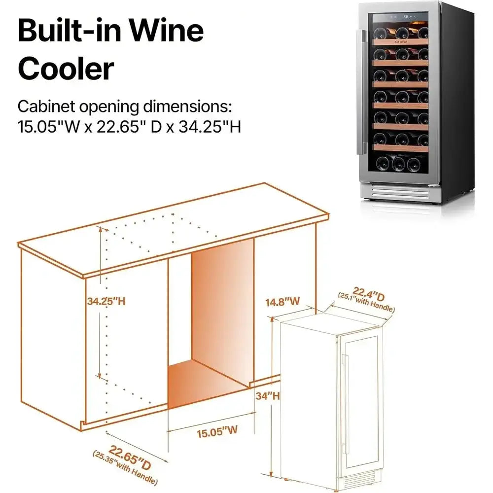 15 Dual-Zone 33-Bottle Wine Cooler with Glass Door, LED Lighting, Freestanding for Home/Bar/Kitchen (3.0 cu.ft) from PriceLows™