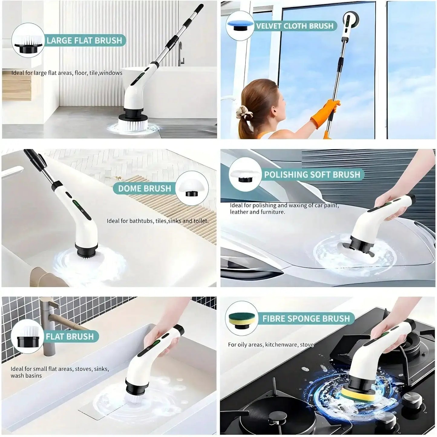 Electric Spin Scrubber | Cordless | 9 In 1 Multifunction Waterproof