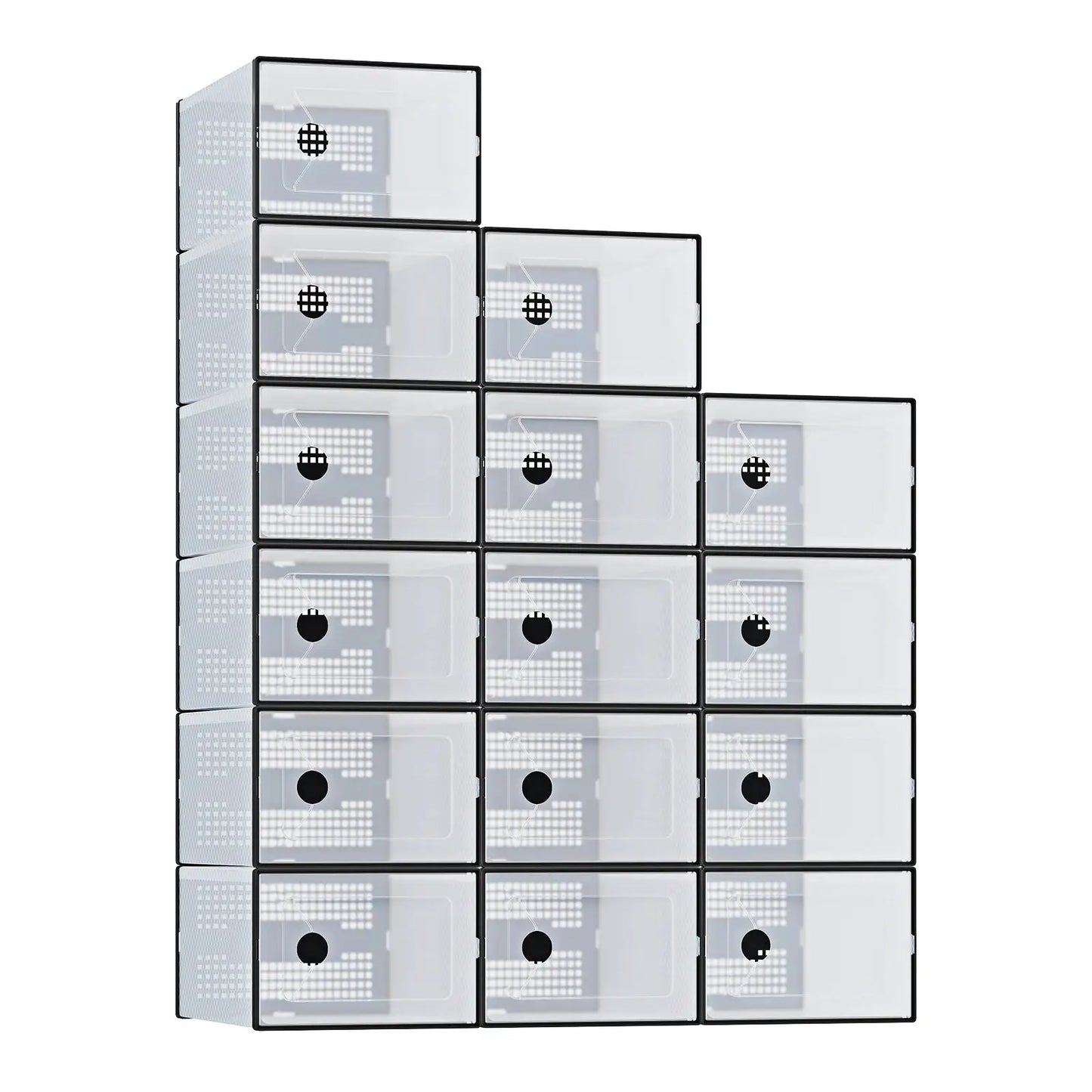 JHK 12/15 Pack Plastic Stackable Shoe Organizer with Lids for Closet Foldable Shoe Rack Sneaker Container Under Bed and Entryway Space Saving Cabinet Home Furniture from PriceLows™