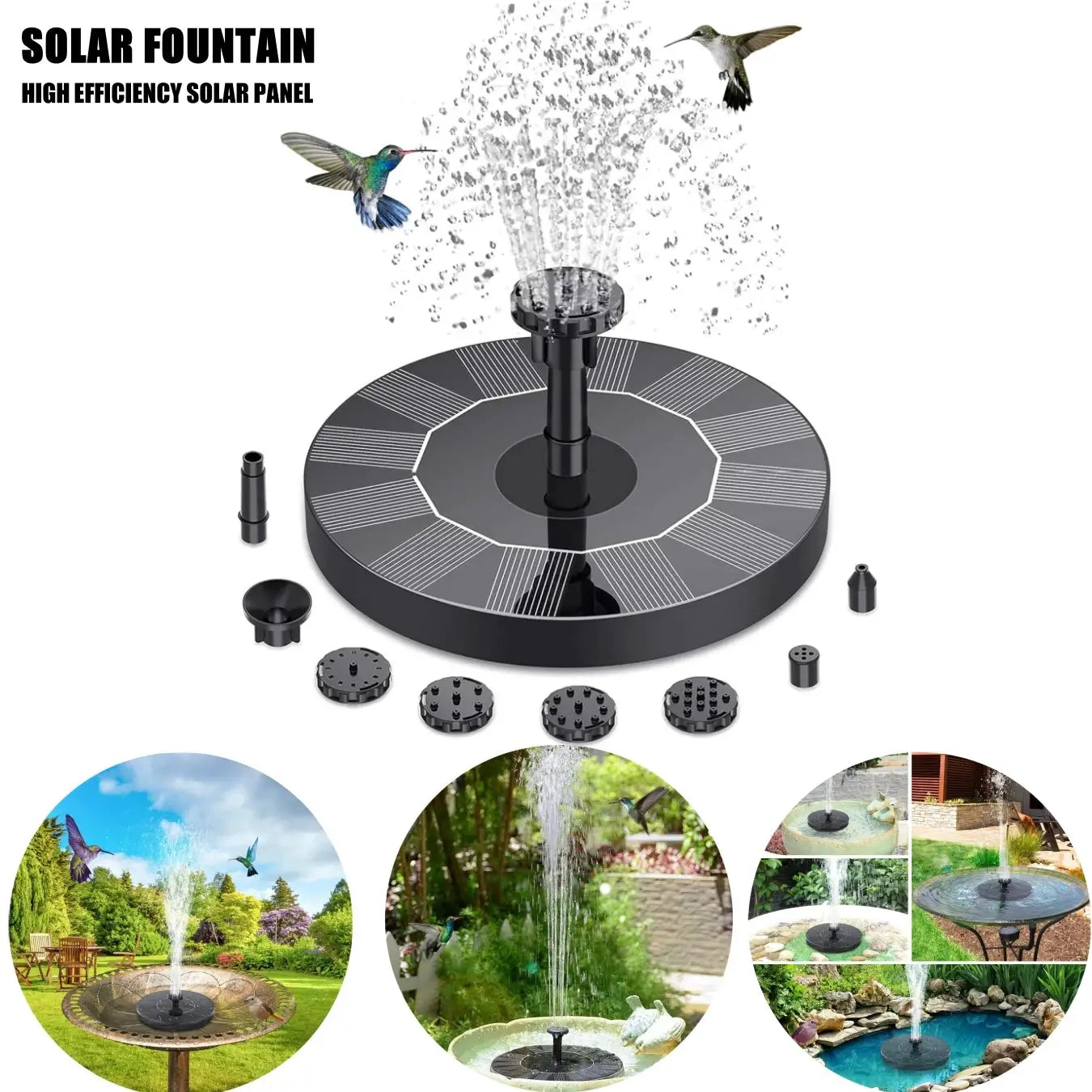 Mini Solar Water Fountain - Outdoor Pool, Pond, & Bird Bath Decoration, Solar Powered Waterfall Garden Fountain from PriceLows™