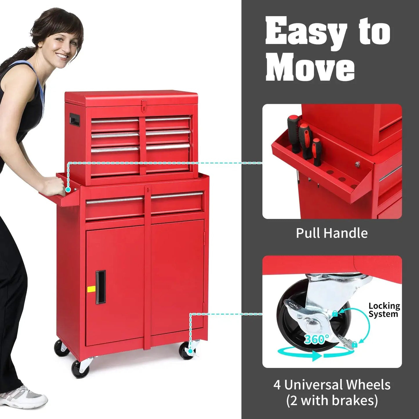 4 Drawers Rolling Tool Chest with Drawer & Handle Tool Organizer Cabinet from PriceLows™