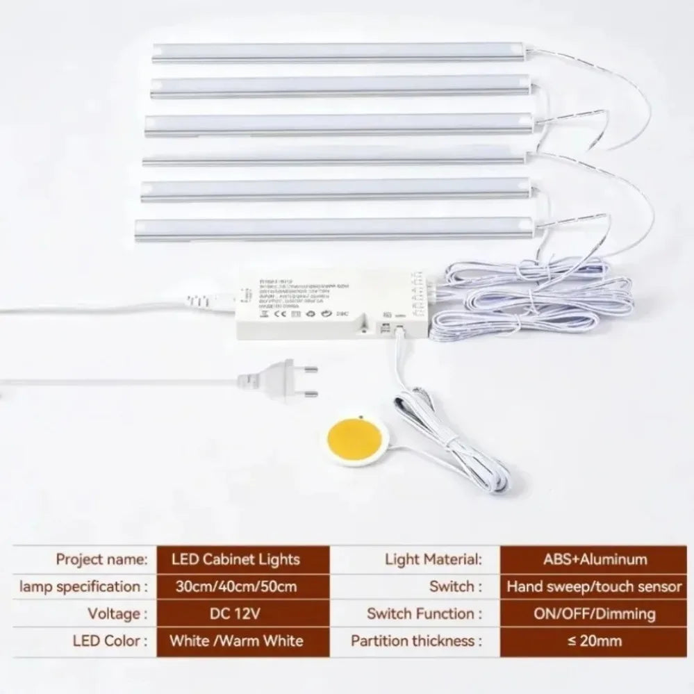 LED Under Cabinet Light | Dimmable | Touch Control USB Powered | 1-6 Pack