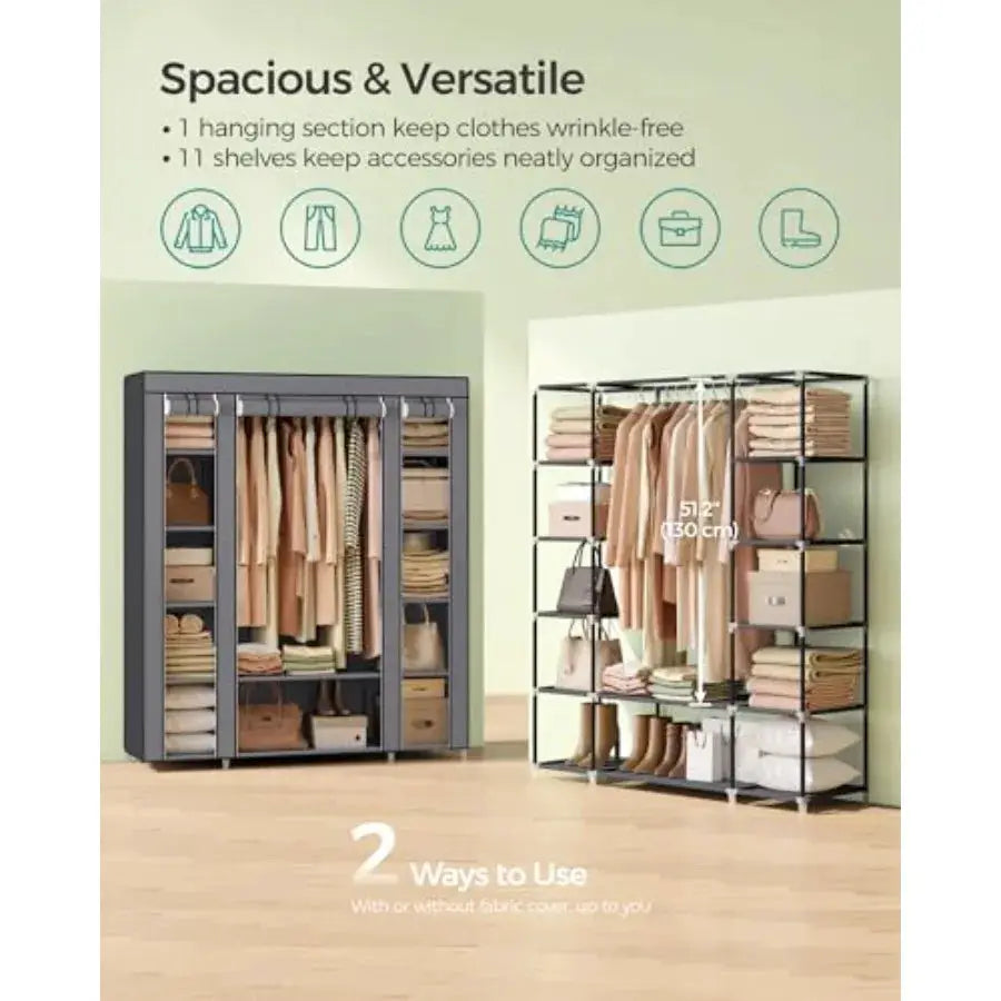 Closet Wardrobe Portable Closet for Bedroom Clothes Rail with Non-Woven Fabric Cover Clothes Storage Organizer 59 x 17.7 x 69 I from PriceLows™