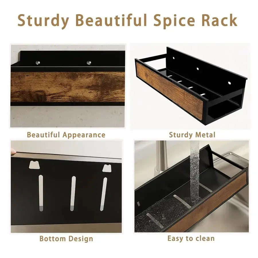 Rack Wall Mount 6 Pack, SpaceSaving Seasoning Organizer,Screw or Adhesive Hanging Spice Rack Organizer for Kitchen Cabinet and W from PriceLows™