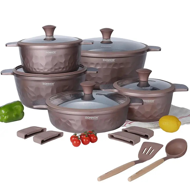DONNOR 16Pcs Stockpot with Lid Kitchen Induction Cookware Set Multipurpose Stock Pot for Stew Simmering Soup Pot JT450 from PriceLows™