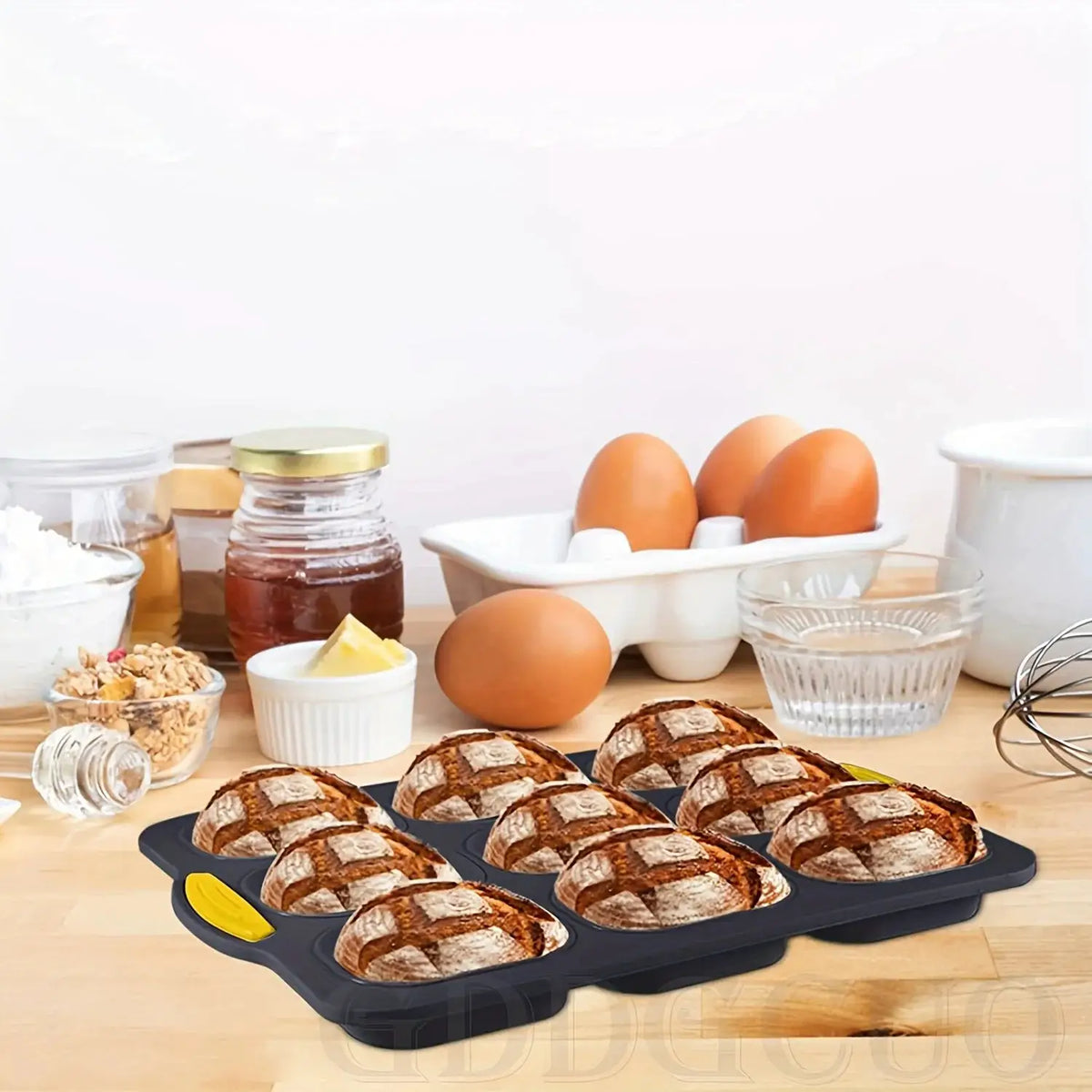 Silicone Bread Pan | 4 Grid Baguette Mold | Non Stick | Light Gray