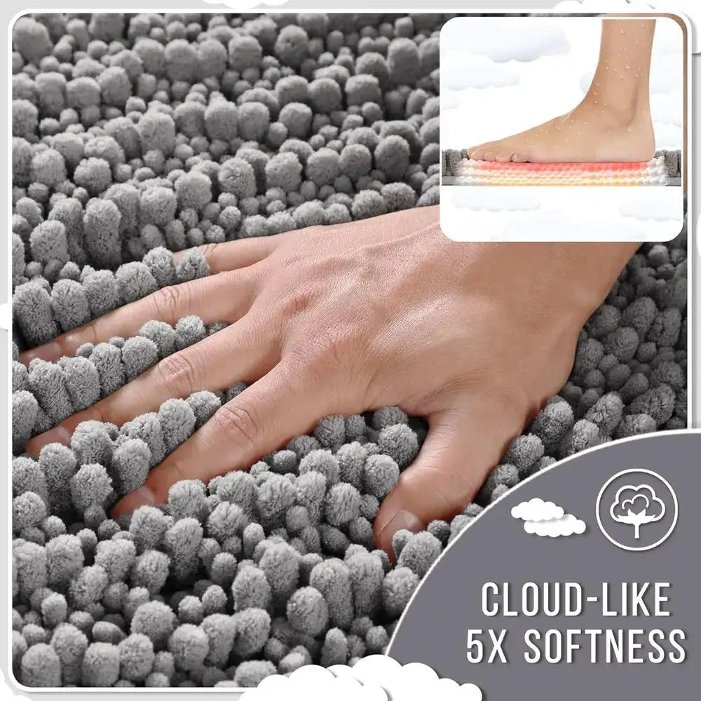 Bathroom Rug Set 3 Piece - Super Absorbent Quick Dry Chenille Bath Mats & Toilet Rug, Non Slip hine Washable, Extra Thick Shaggy from PriceLows™