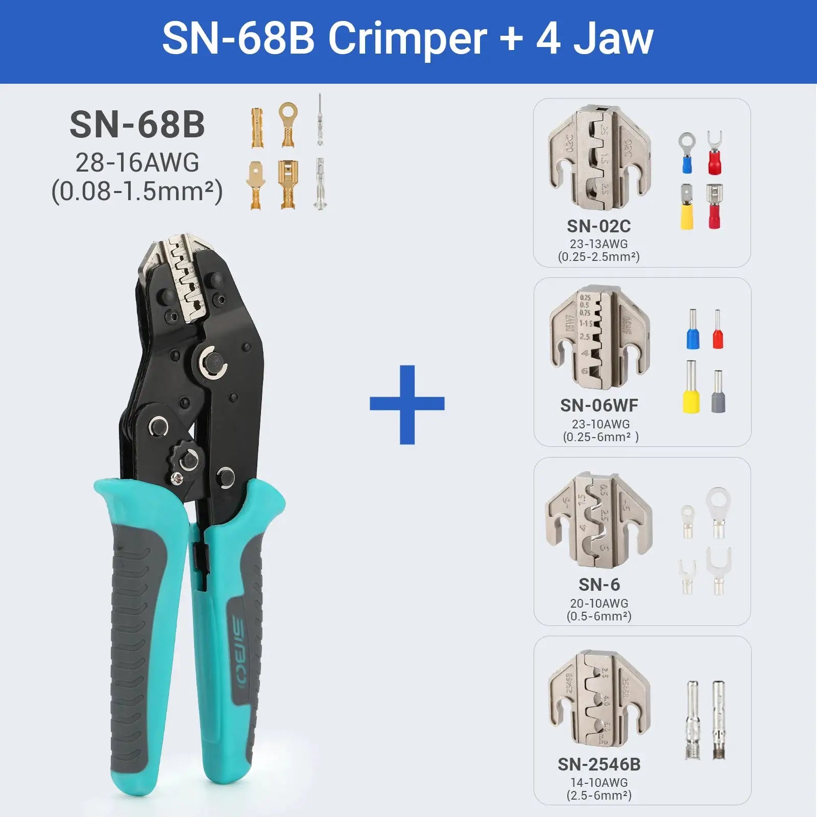 Crimping Tool Set Electrician Tools Quick Change Jaws For Crimp Terminals Dupont JST Non Insulated Open Barrel Ferrule MC4 Solar from PriceLows™